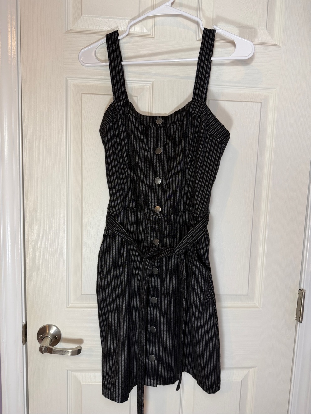 Hollister Classic Black Pinstripe Button-Front Sundress